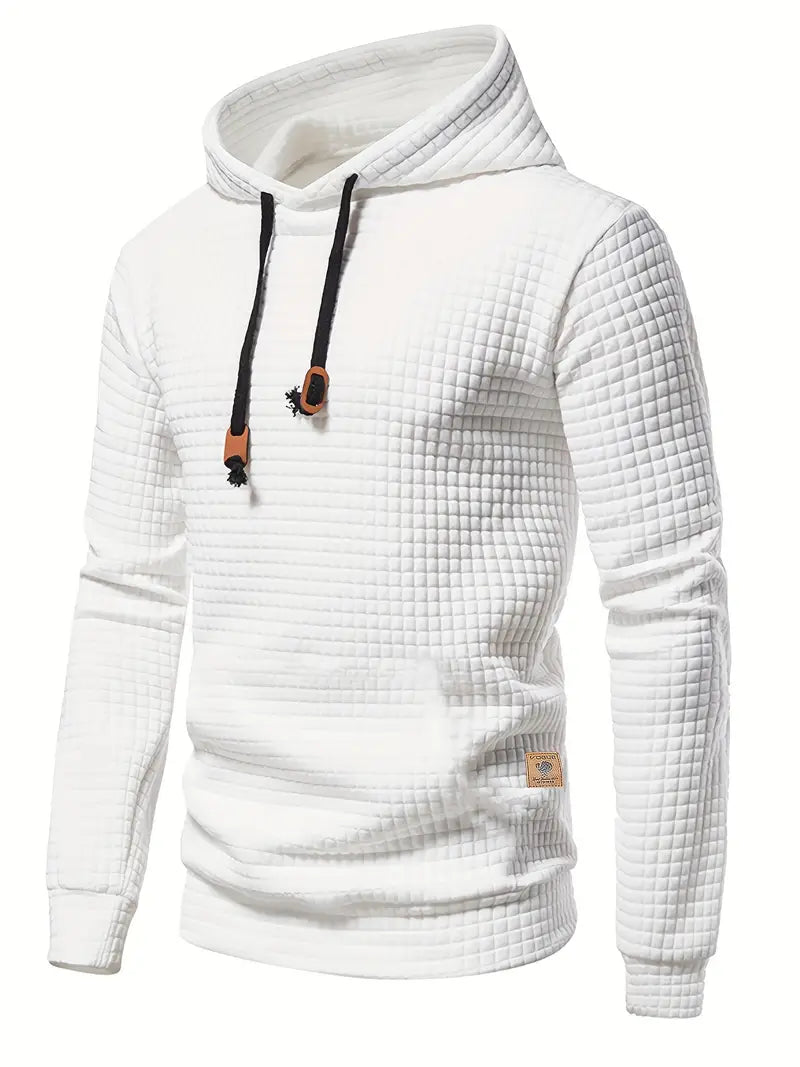 Waffle Pattern Comfort Pullover Hoodie