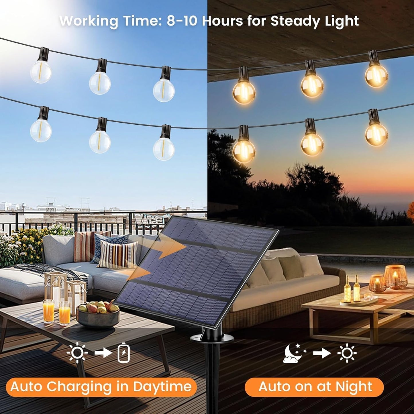 SunSaver (Solar Powered) Festoon Patio Lights