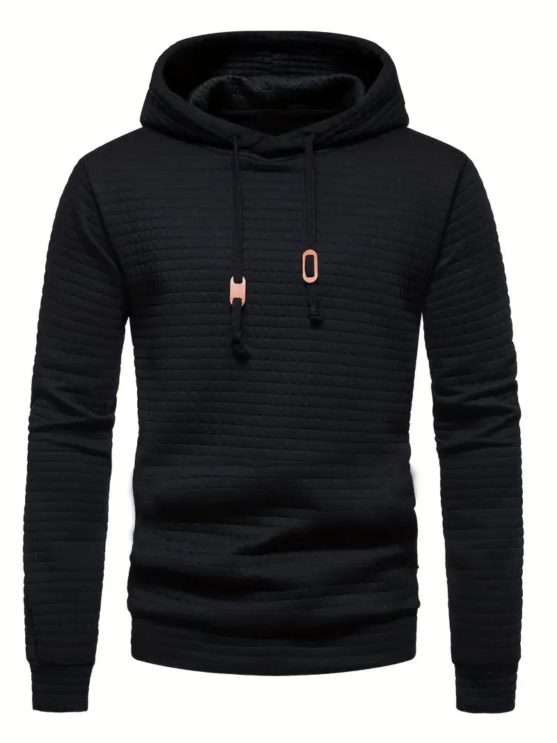 Waffle Pattern Comfort Pullover Hoodie