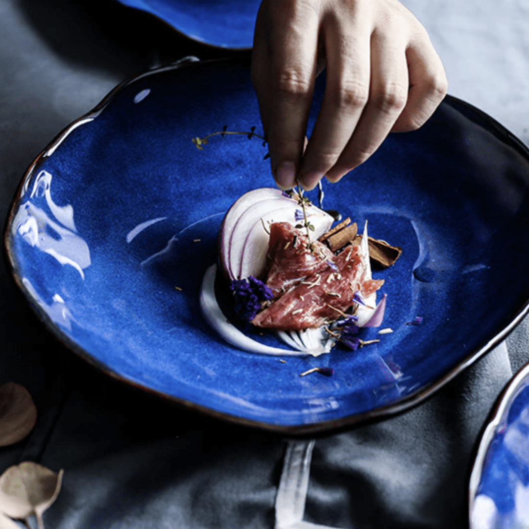 Ocean Waves Azure Blue Plates
