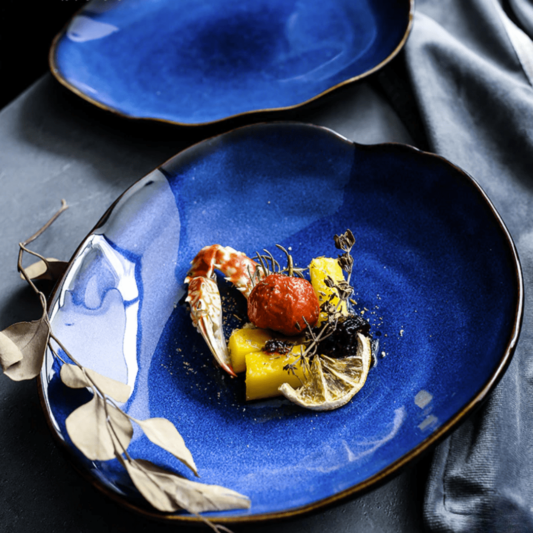 Ocean Waves Azure Blue Plates