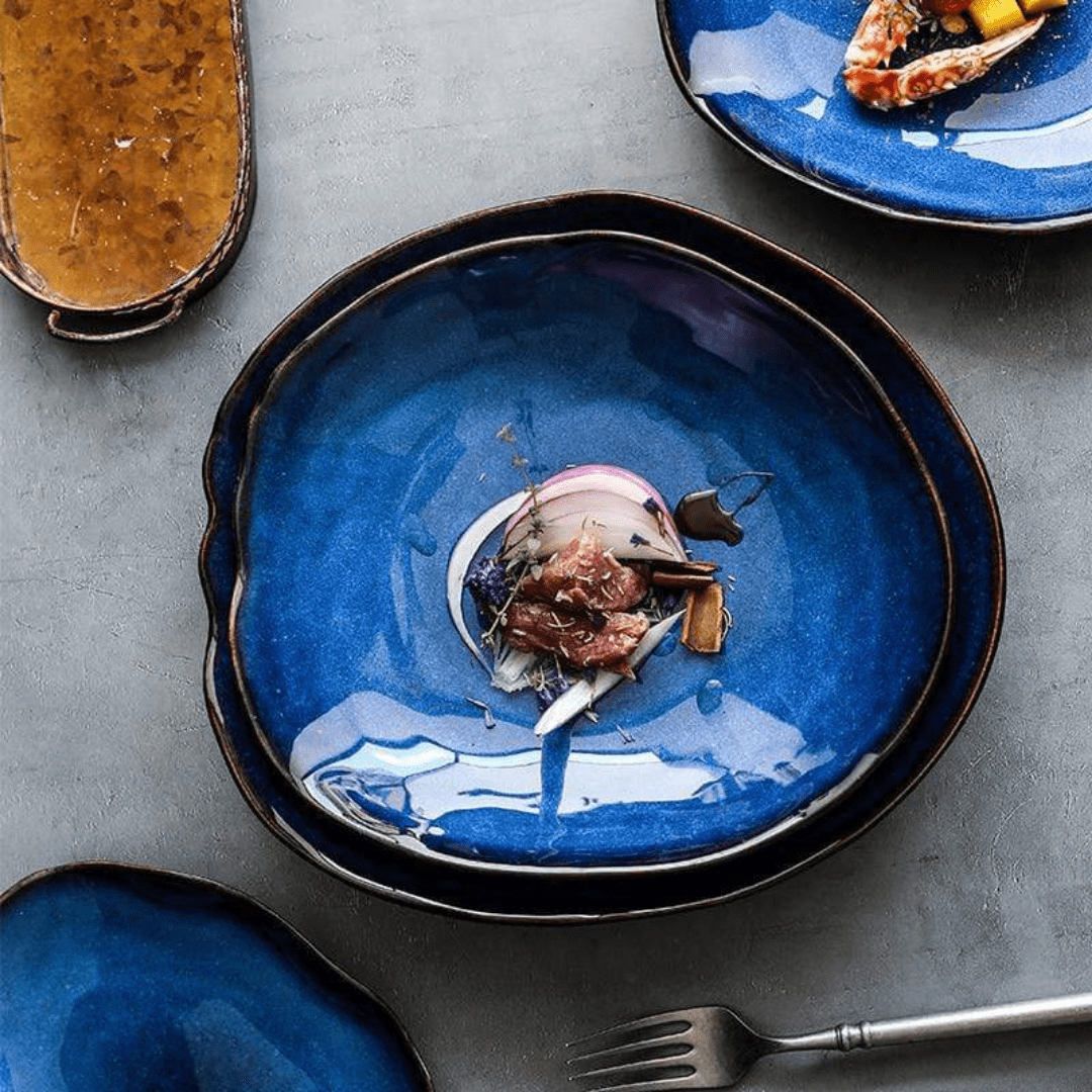 Ocean Waves Azure Blue Plates