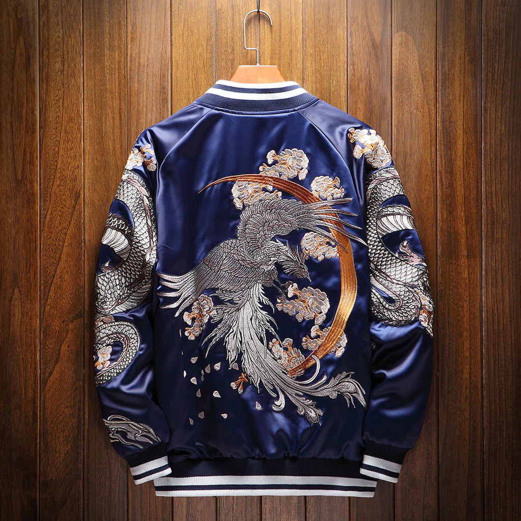 Twin Dragon Blaze Sukajan Bomber Jacket