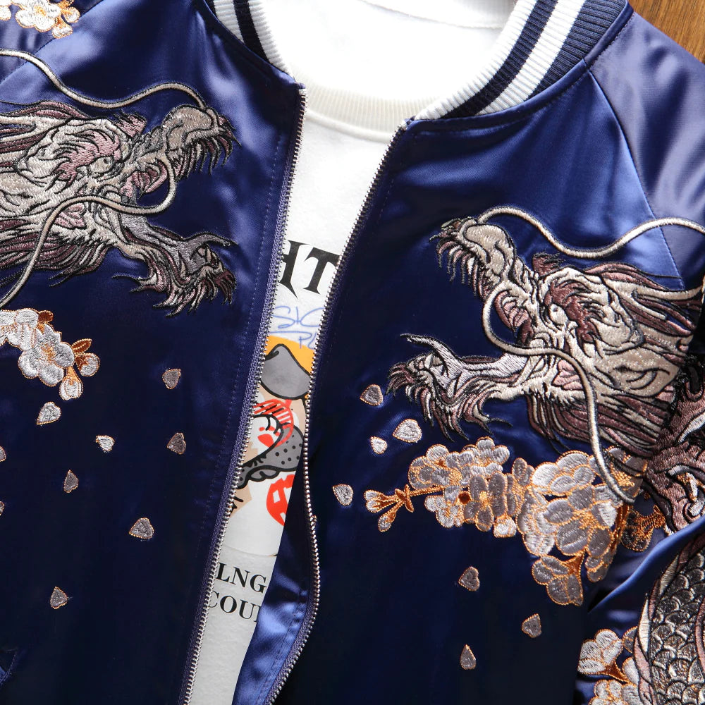 Twin Dragon Blaze Sukajan Bomber Jacket