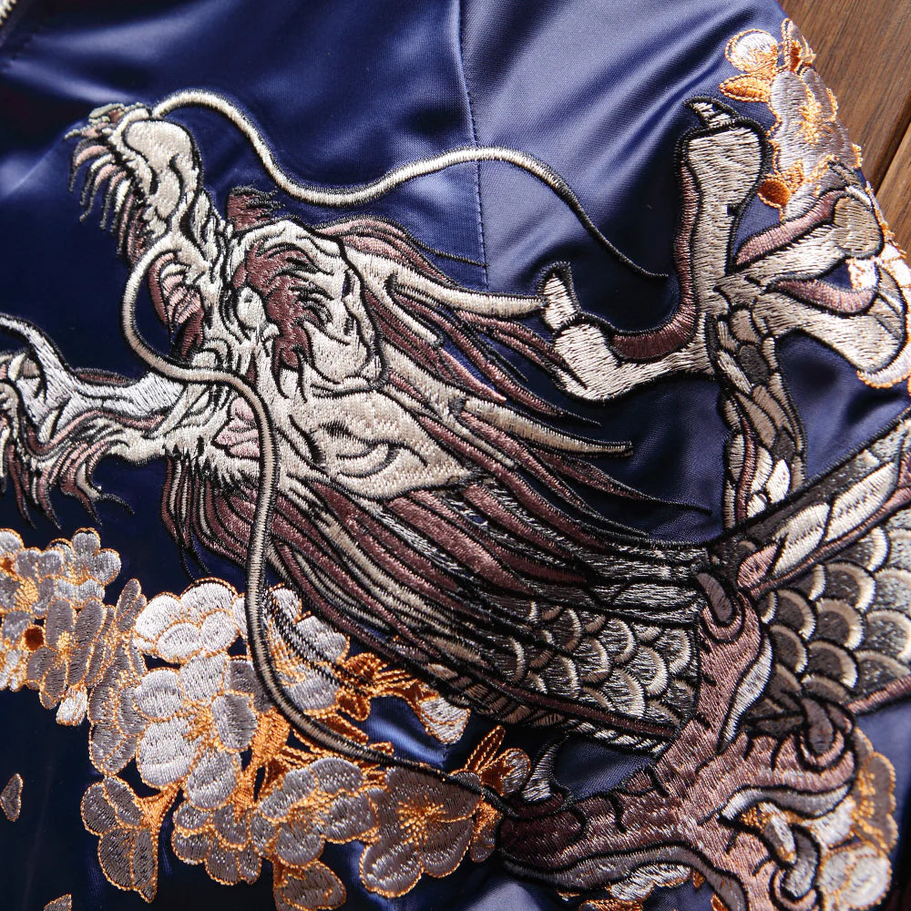 Twin Dragon Blaze Sukajan Bomber Jacket
