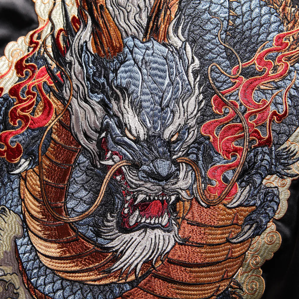 Majestic Blue Dragon Sukajan Bomber Jacket