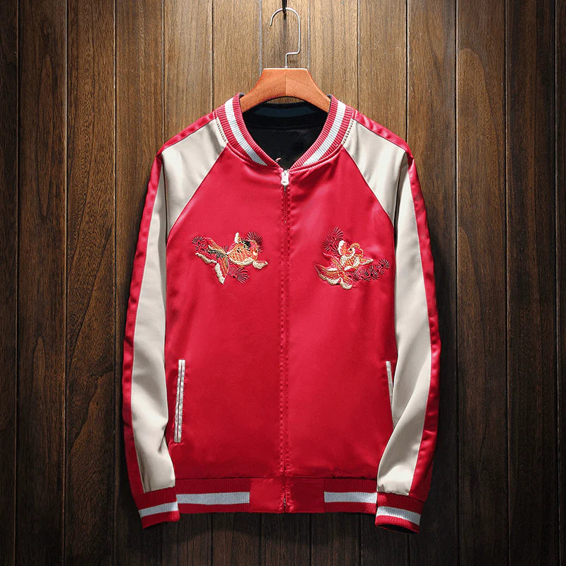 Yin and Yang Fish Sukajan Bomber Jacket (Reversible)