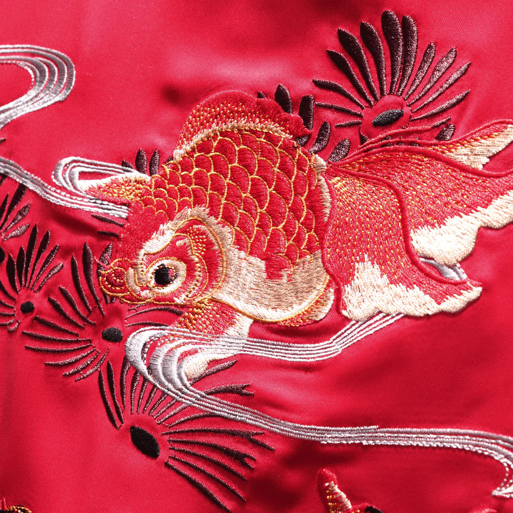 Yin and Yang Fish Sukajan Bomber Jacket (Reversible)