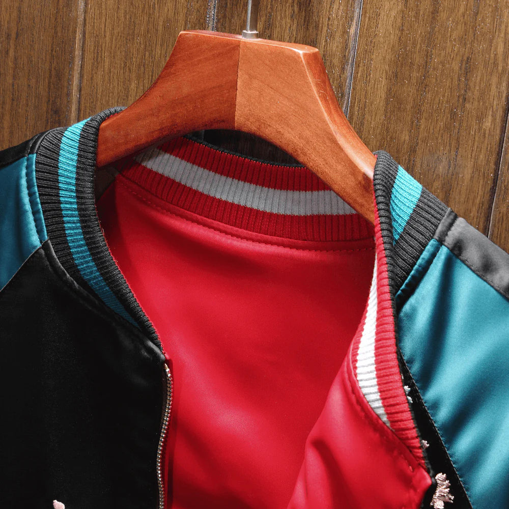Yin and Yang Fish Sukajan Bomber Jacket (Reversible)