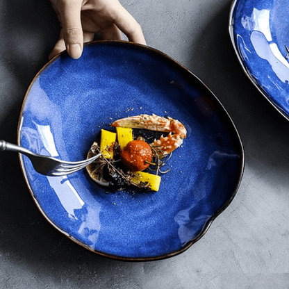 Ocean Waves Azure Blue Plates