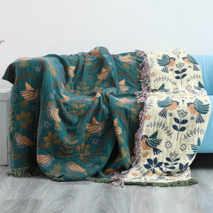 Reversible Stockholm Bird Throw Blanket