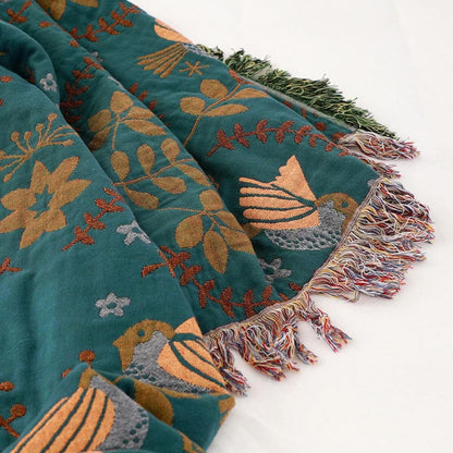 Reversible Stockholm Bird Throw Blanket