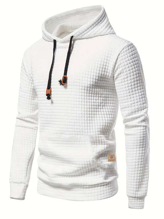 Waffle Pattern Comfort Pullover Hoodie