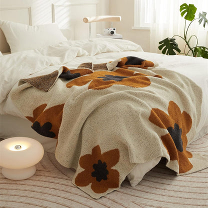 Nordic Flower Pattern Knitted Blanket