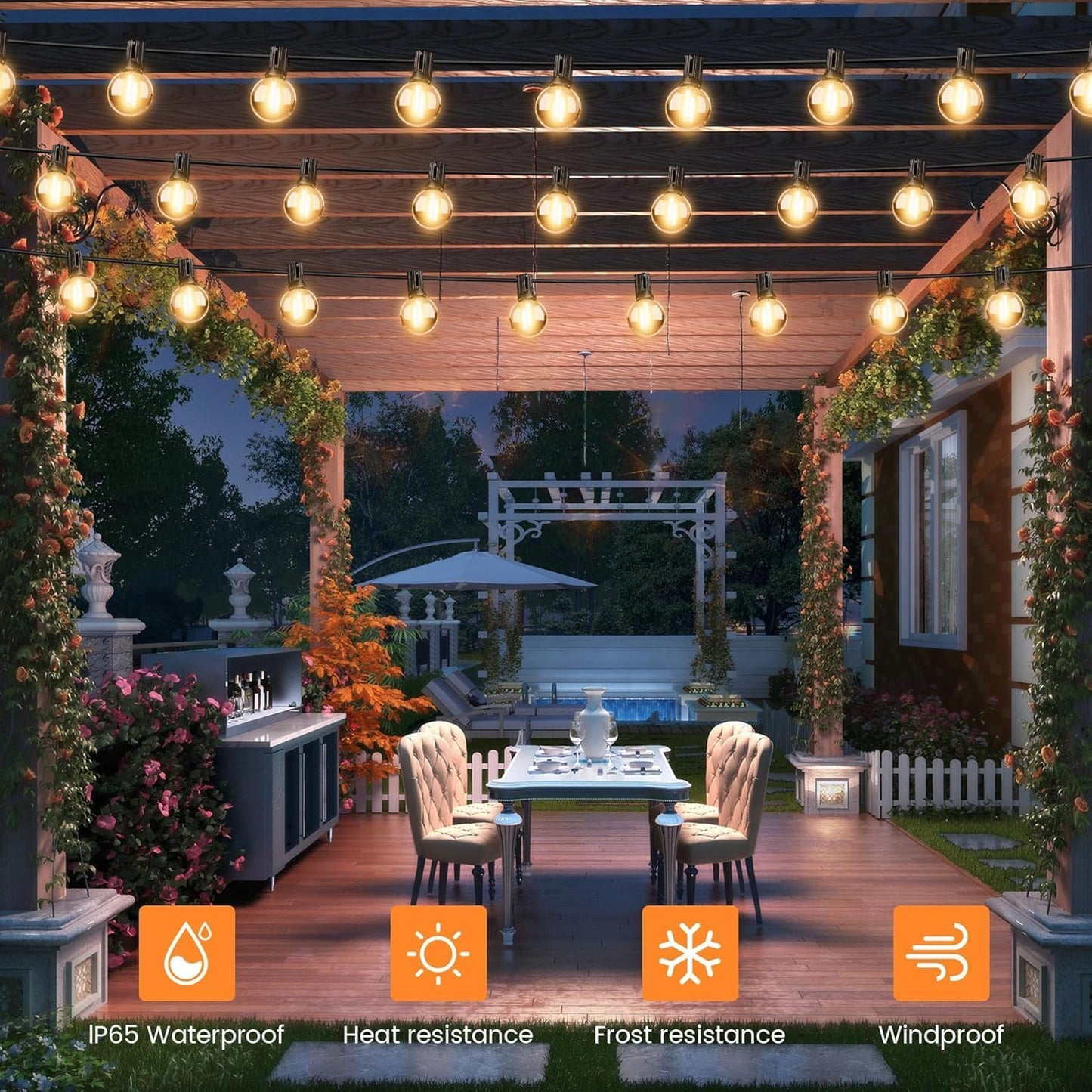 SunSaver (Solar Powered) Festoon Patio Lights