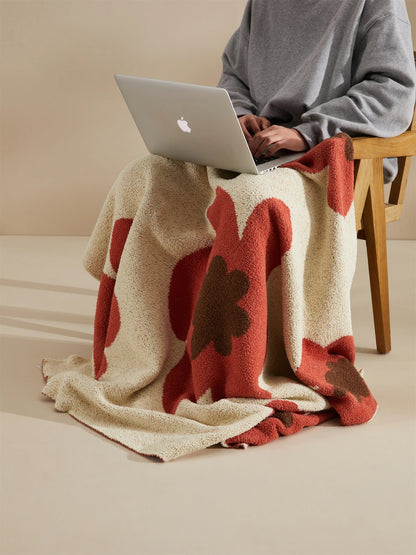 Nordic Flower Pattern Knitted Blanket