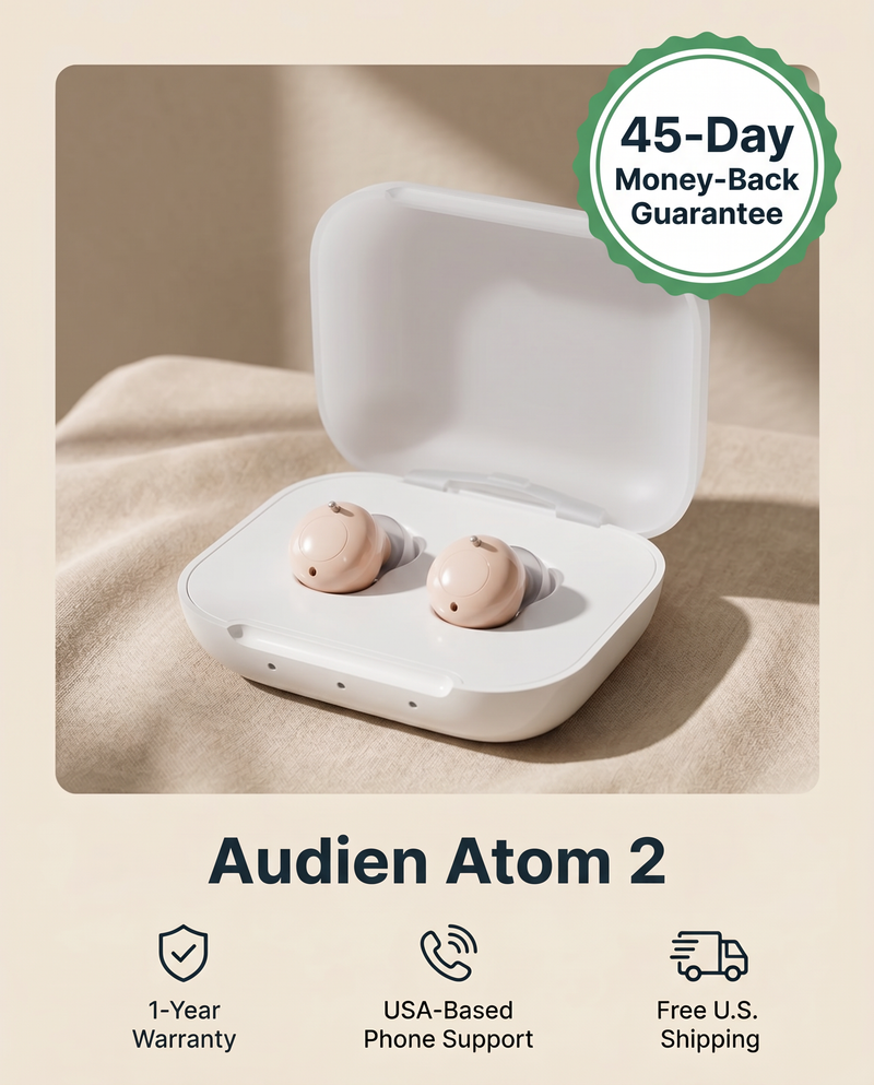 45-Day Money-Back Guarantee + 1-Year Warranty + Lifetime Hearing Support