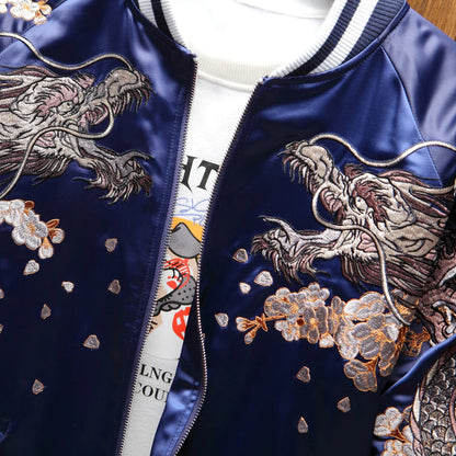 Twin Dragon Blaze Sukajan Bomber Jacket