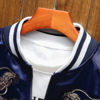 Twin Dragon Blaze Sukajan Bomber Jacket