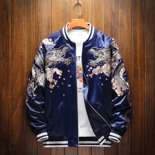 Twin Dragon Blaze Sukajan Bomber Jacket