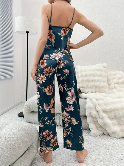 SCANDINAVIAN FLORAL SATIN SLEEPWEAR SET