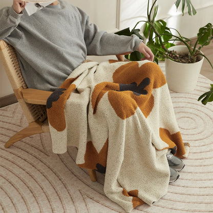 Nordic Flower Pattern Knitted Blanket