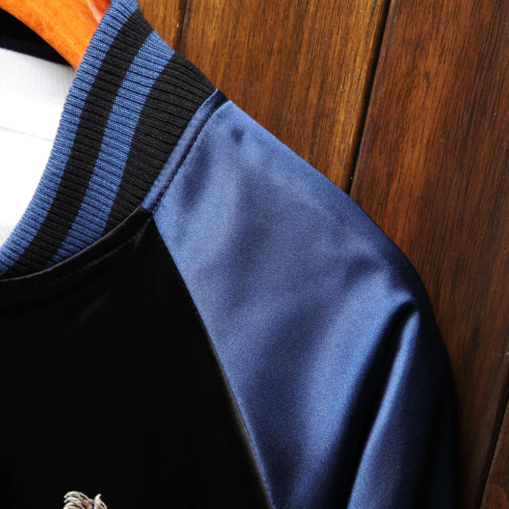 Majestic Blue Dragon Sukajan Bomber Jacket