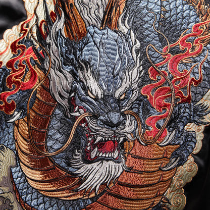 Majestic Blue Dragon Sukajan Bomber Jacket