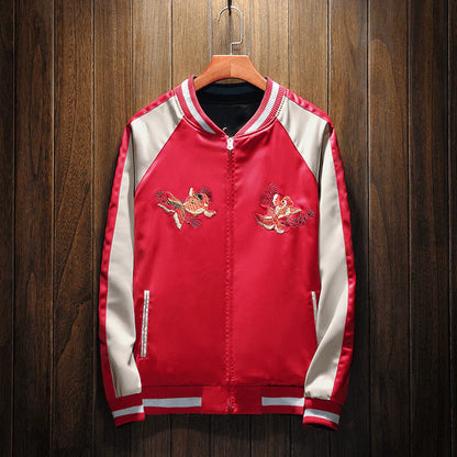 Yin and Yang Fish Sukajan Bomber Jacket (Reversible)