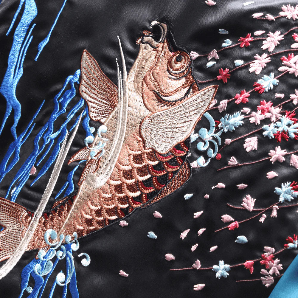 Yin and Yang Fish Sukajan Bomber Jacket (Reversible)