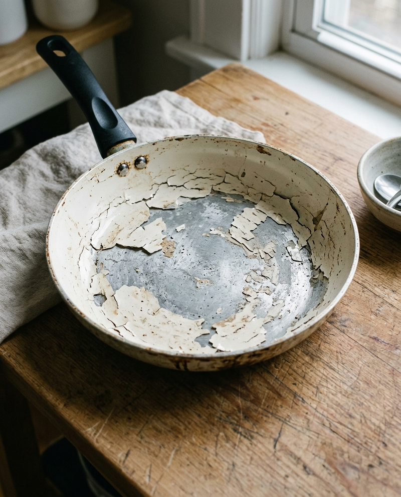 Failed alternative pans on a kitchen counter