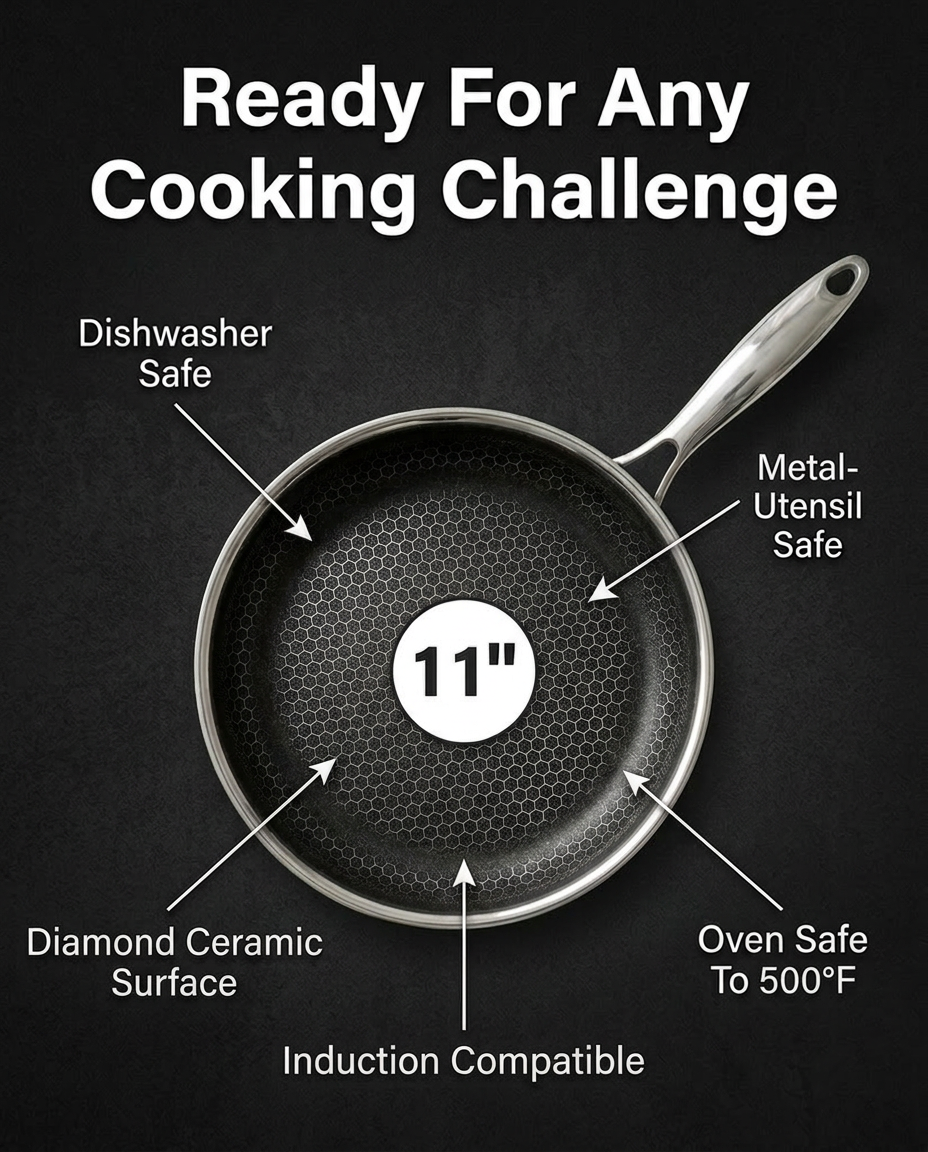 Ready for any cooking challenge — 11 inch, Diamond Ceramic, 500F, induction