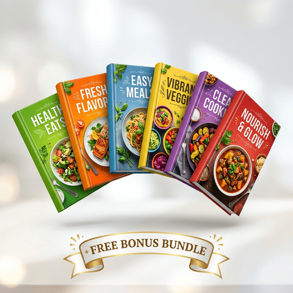 The Complete Healthy Cooking eBook Series — 6 guides covering whole-food swaps, anti-inflammatory cooking, Blue-Zone longevity meals, and more