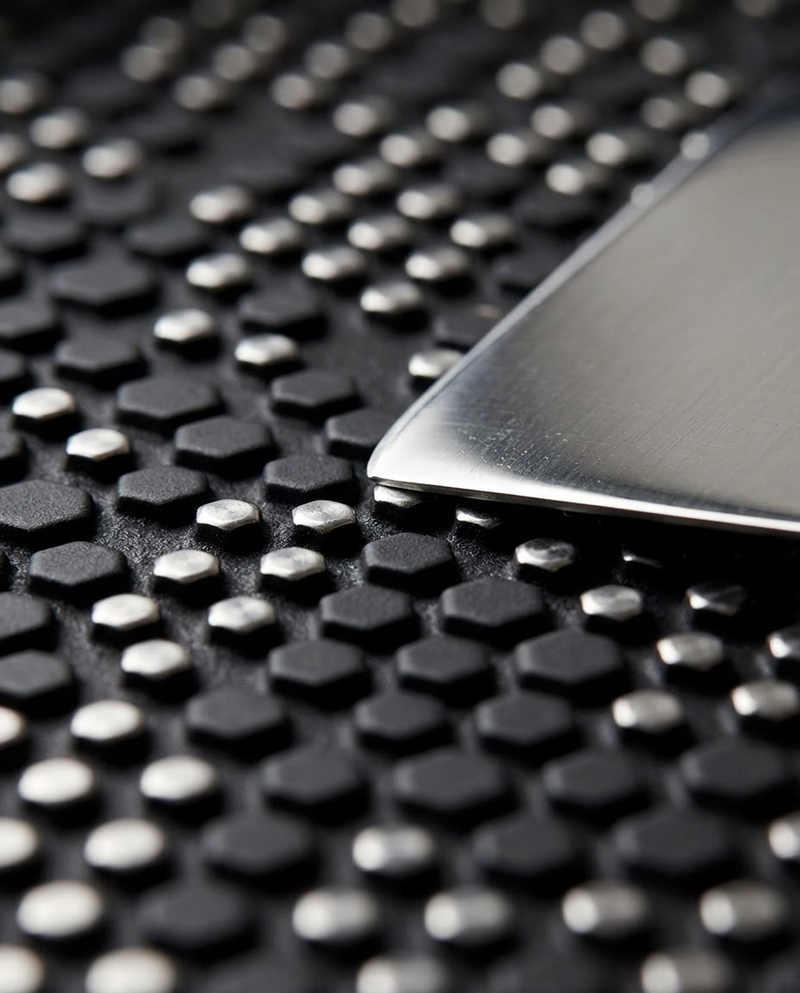 Egg releasing cleanly from the diamond-ceramic honeycomb surface