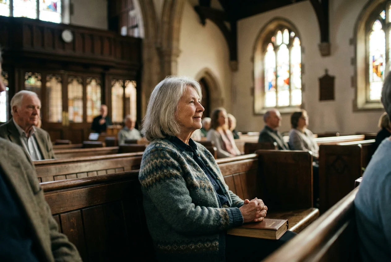 Church catching every word from pew