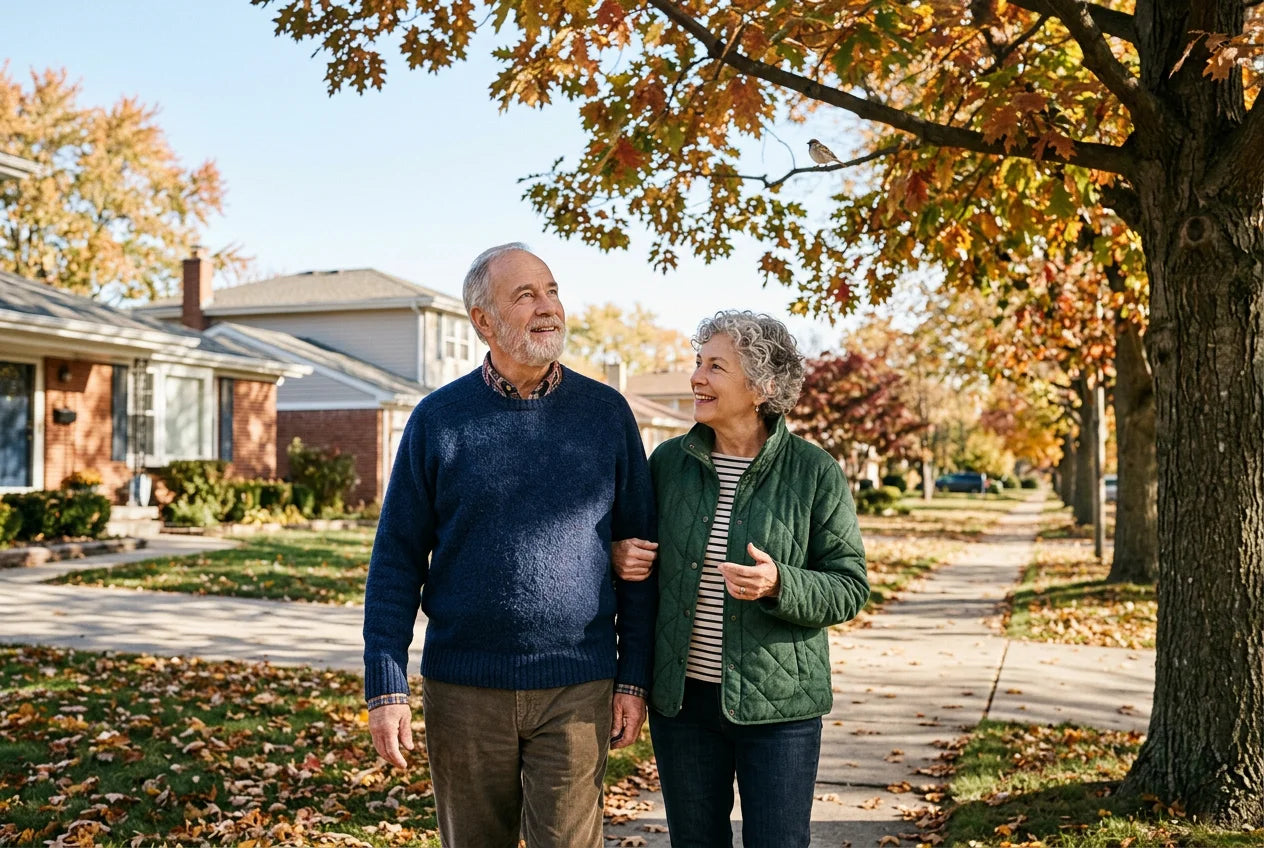 Walking outdoors hearing birds clearly