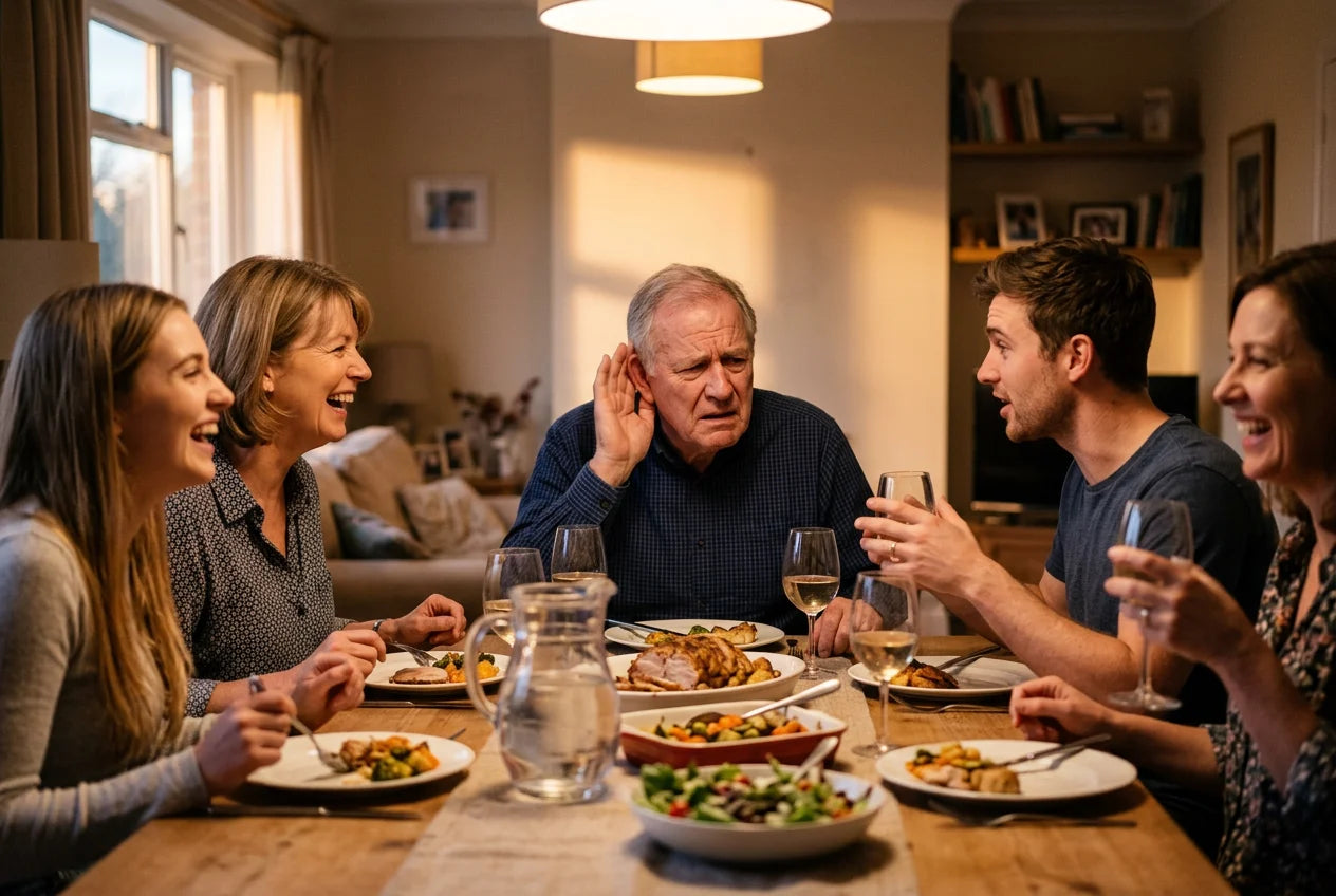 Family dinner struggling to follow conversation